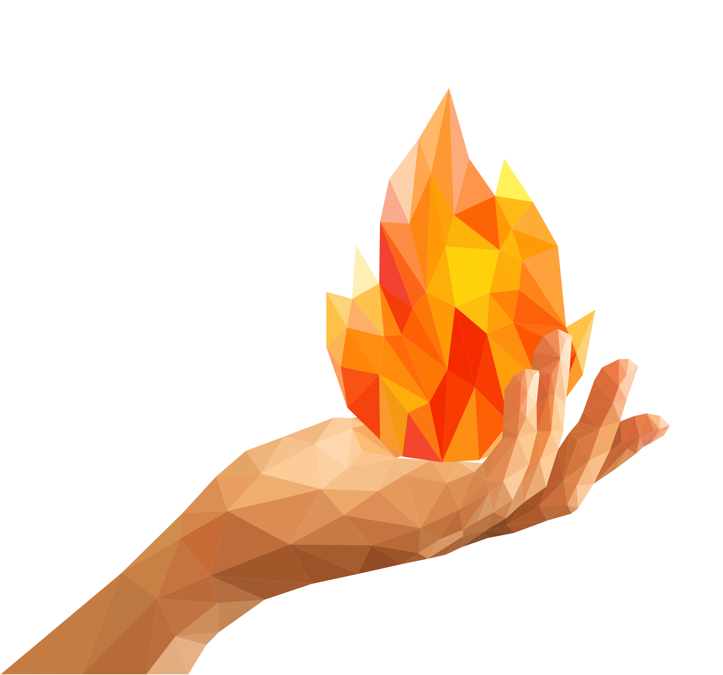 Polygon hand holding fire